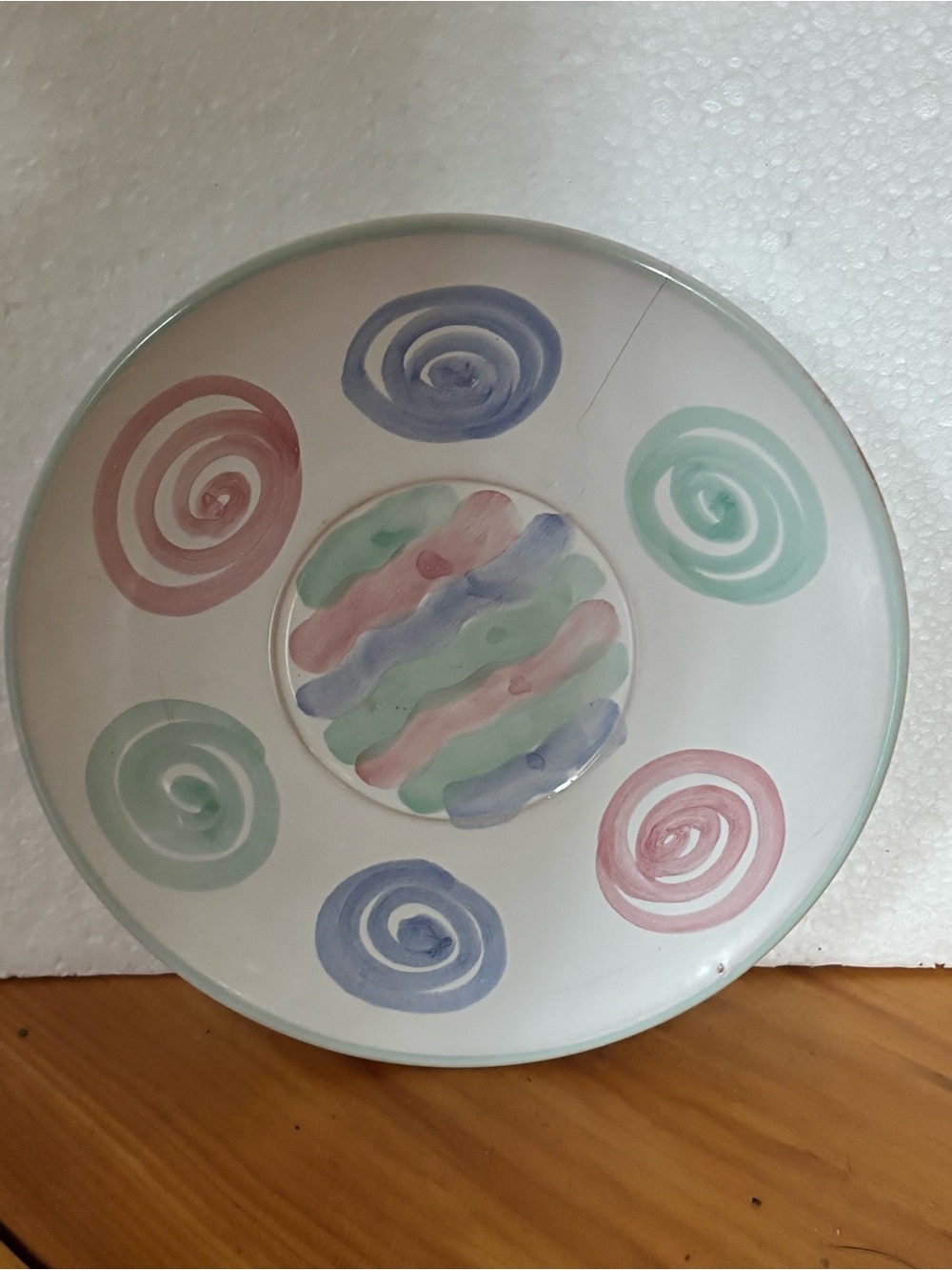 Mesa International Hand Painted Italy Pastel Swirl Ceramic Plate 7”